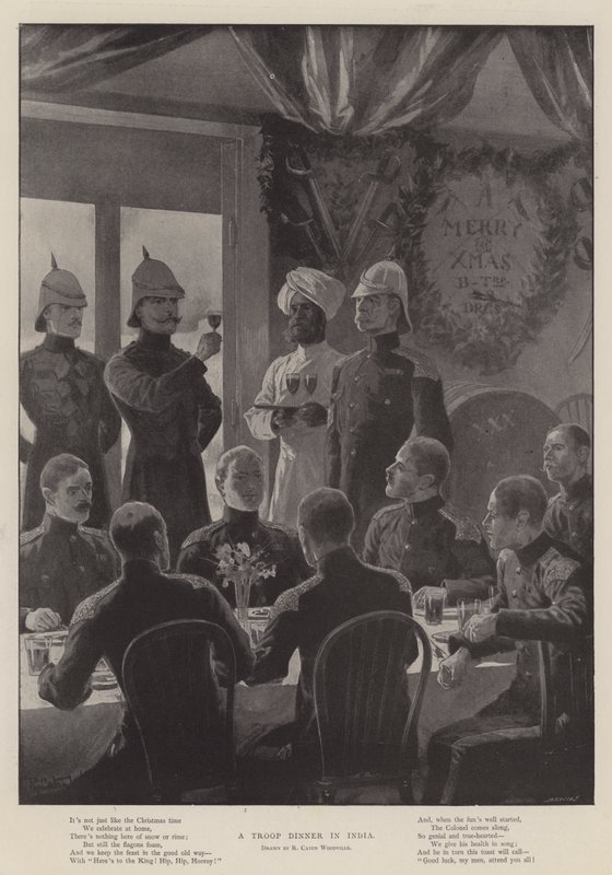 Een troepdiner in India door Richard Caton Woodville junior