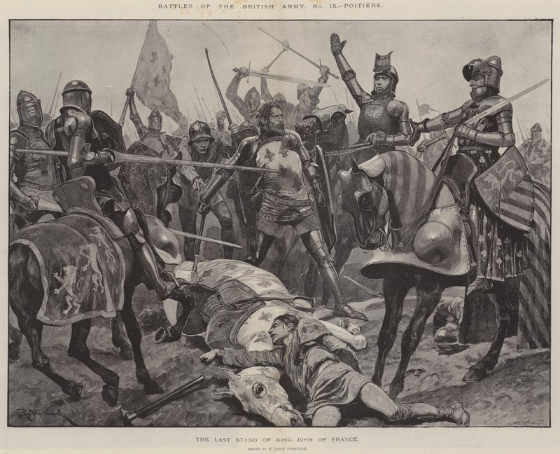Slagen van het Britse Leger, Poitiers, de Laatste Stand van Koning Jan van Frankrijk door Richard Caton Woodville junior
