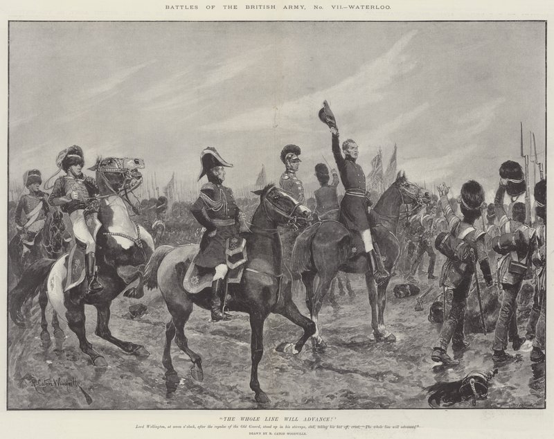 Slagen van het Britse leger, Waterloo door Richard Caton Woodville junior