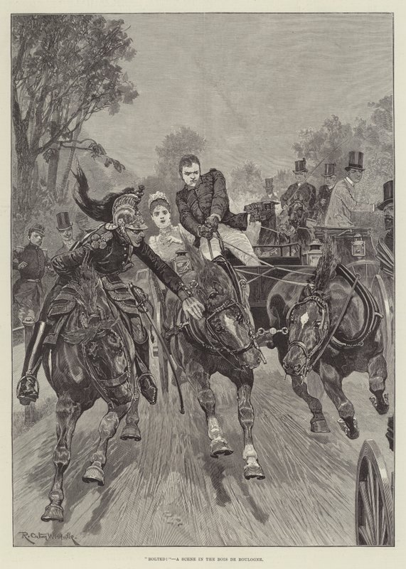 Gevlucht! Een scène in het Bois de Boulogne door Richard Caton Woodville junior