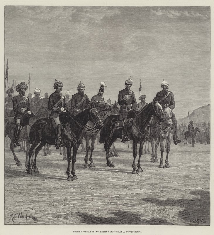 Britse officieren in Peshawur door Richard Caton Woodville junior