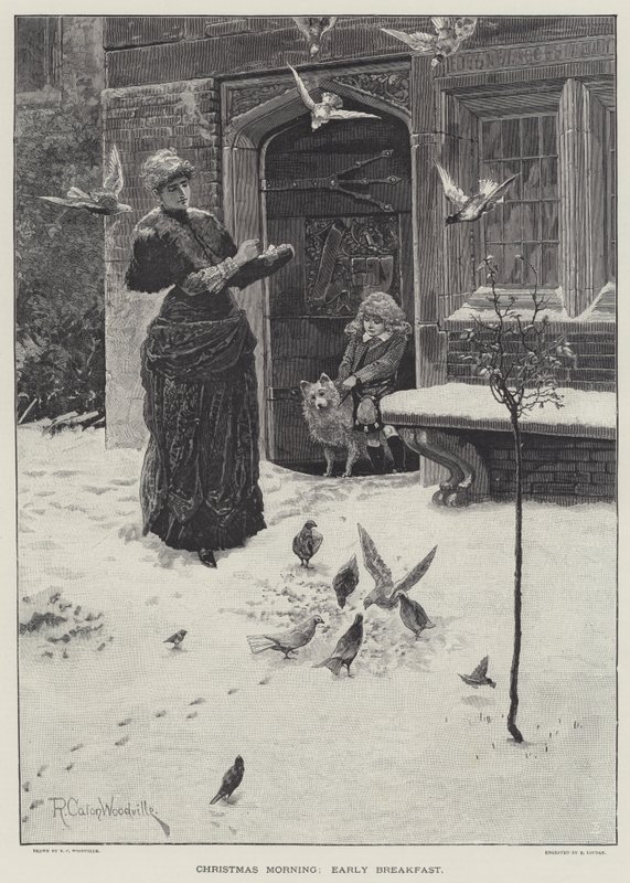 Kerstmorgen, vroeg ontbijt door Richard Caton Woodville junior