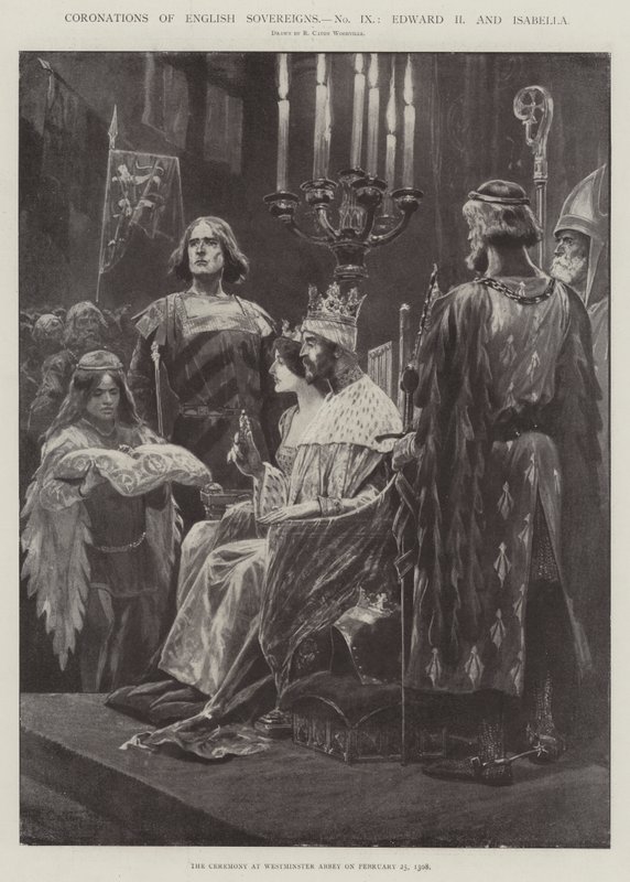Kroningen van Engelse vorsten, Edward II en Isabella door Richard Caton Woodville junior