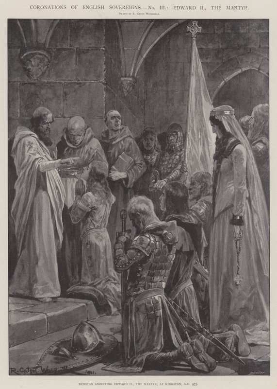 Kroningen van Engelse Soevereinen, Edward II, de Martelaar door Richard Caton Woodville junior