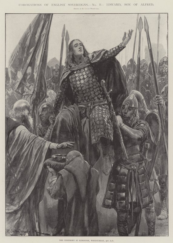 Kroningen van Engelse Soevereinen, Edward, Zoon van Alfred door Richard Caton Woodville junior