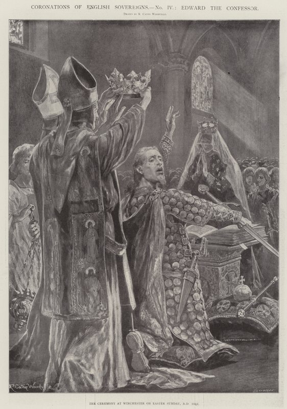Kroningen van Engelse vorsten, Edward de Belijder door Richard Caton Woodville junior