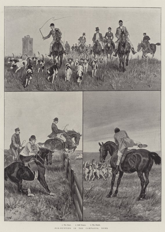 Vossenjacht in de Campagna, Rome door Richard Caton Woodville junior