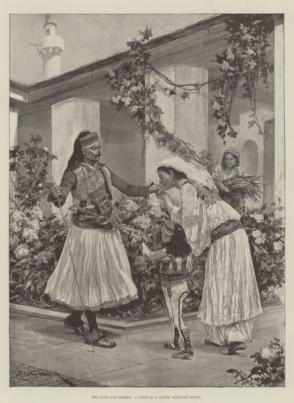 Haar heer en meester, een scène in een Noord-Albanees huis door Richard Caton Woodville junior