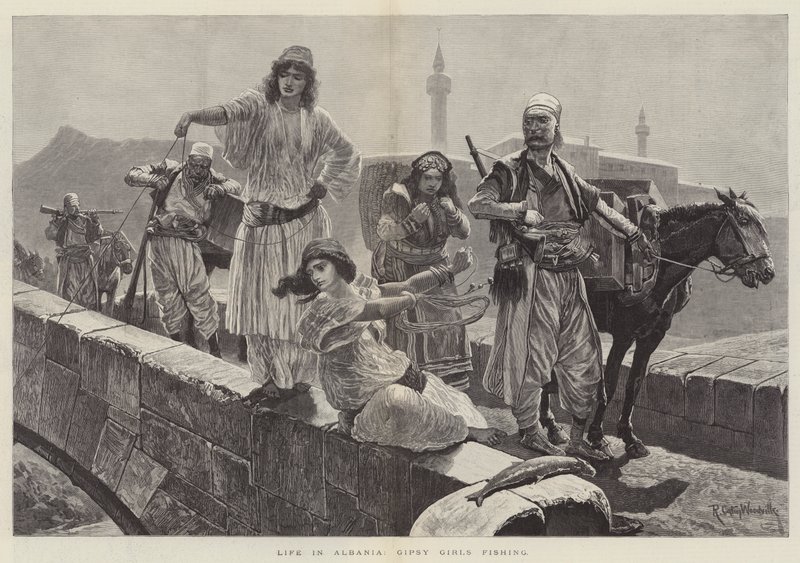 Leven in Albanië, Zigeunermeisjes aan het vissen door Richard Caton Woodville junior