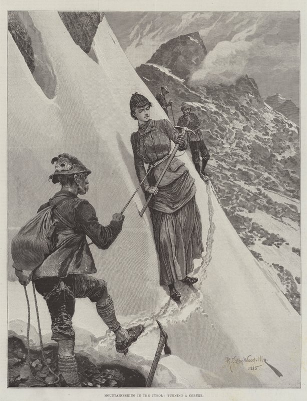Bergbeklimmen in Tirol, een bocht nemen door Richard Caton Woodville junior