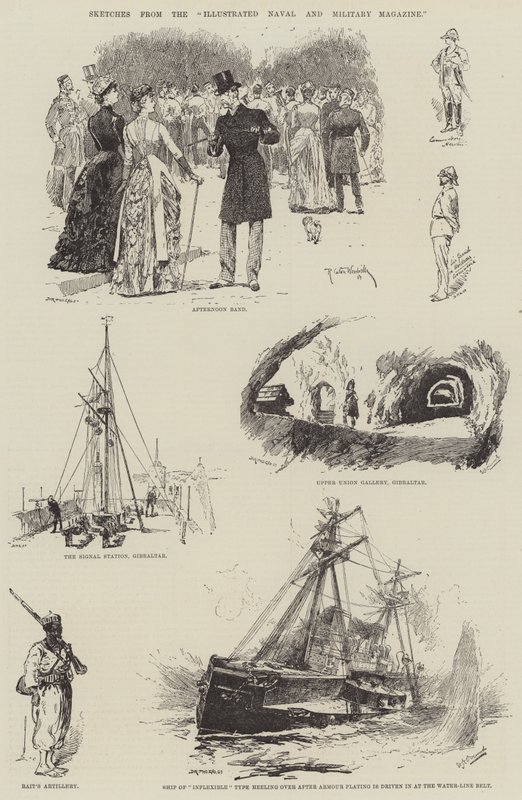 Schetsen uit het Illustrated Naval and Military Magazine door Richard Caton Woodville junior