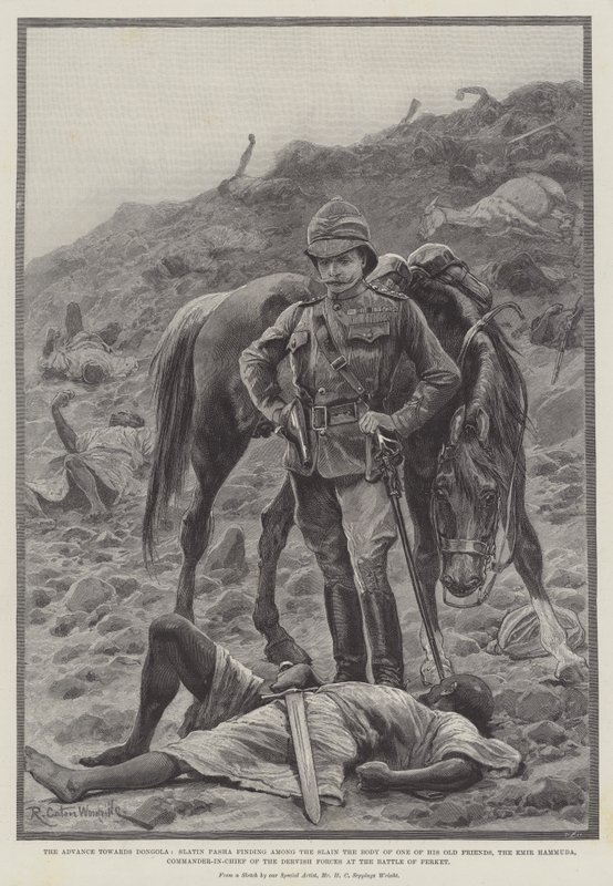 De Vooruitgang naar Dongola, Slain Pasha vindt tussen de Doden het Lichaam van een van zijn Oude Vrienden, de Emir Hammuda, Opperbevelhebber van de Derwisj-troepen bij de Slag om Ferket door Richard Caton Woodville junior