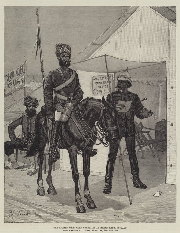 De Afghaanse oorlog, kampordonnansen in Meean Meer, Punjab door Richard Caton Woodville junior