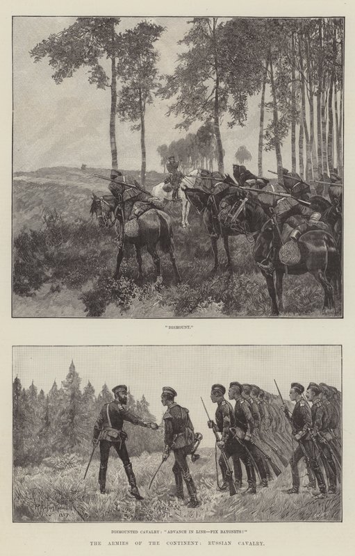 De legers van het continent, Russische cavalerie door Richard Caton Woodville junior