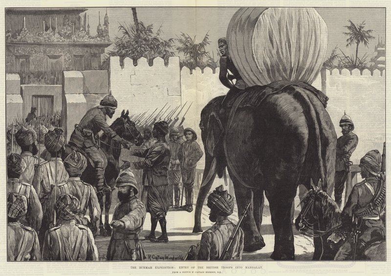 De Birma Expeditie, Intocht van de Britse Troepen in Mandalay door Richard Caton Woodville junior
