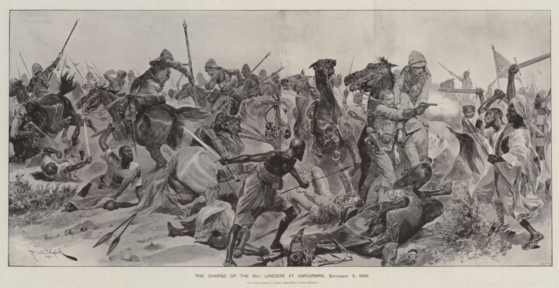 De Aanval van de 21ste Lancers bij Omdurman, 2 september 1898 door Richard Caton Woodville junior