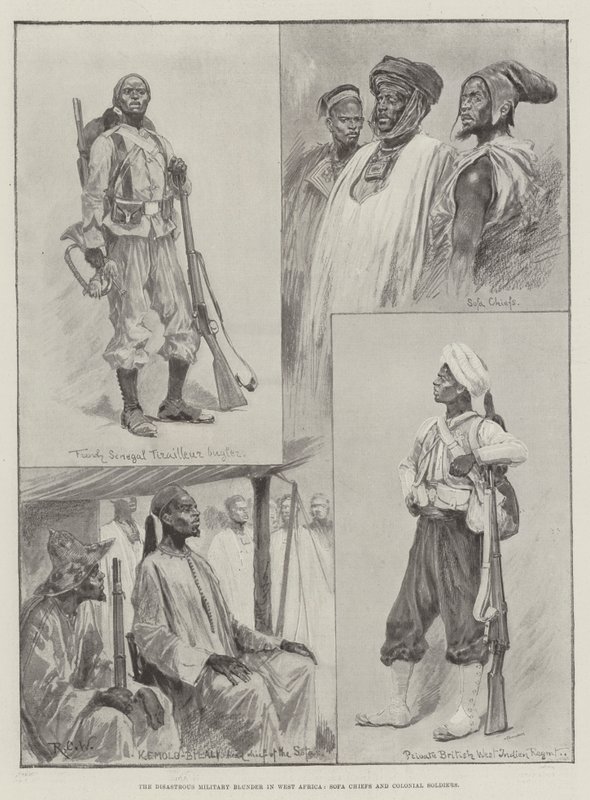 De rampzalige militaire blunder in West-Afrika, Sofa-hoofden en koloniale soldaten door Richard Caton Woodville junior