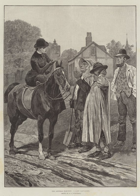 De algemene verkiezingen, een dame canvasser door Richard Caton Woodville junior