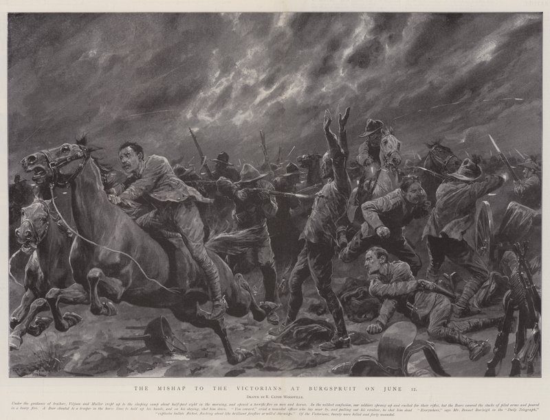 Het Ongeluk van de Victorianen bij Burgspruit op 12 juni door Richard Caton Woodville junior