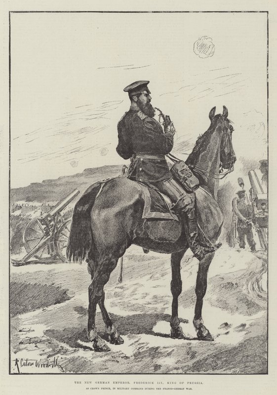 De nieuwe Duitse keizer, Frederik III, koning van Pruisen, als kroonprins, in militair commando tijdens de Frans-Duitse oorlog door Richard Caton Woodville junior