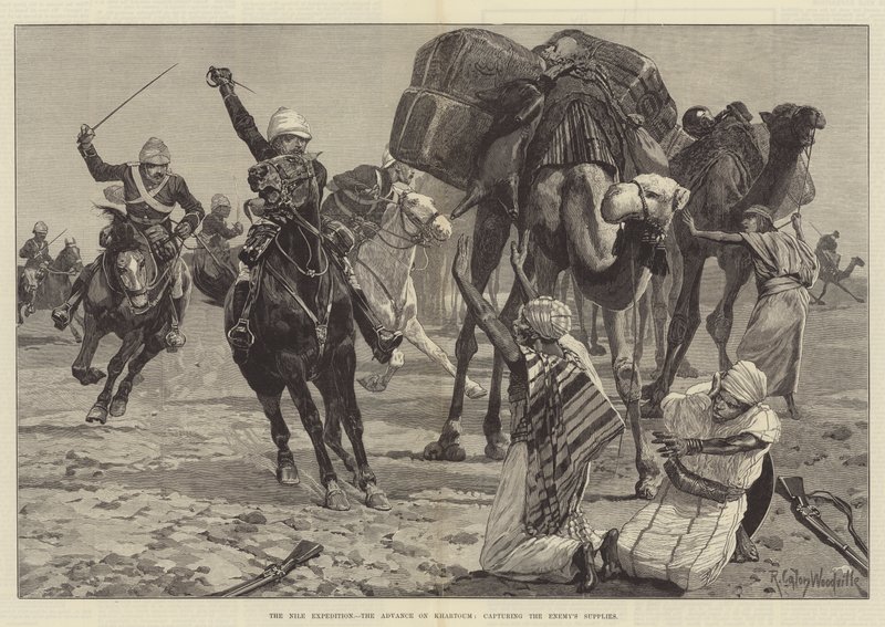 De Nijl-expeditie, de opmars naar Khartoum, het veroveren van de voorraden van de vijand door Richard Caton Woodville junior