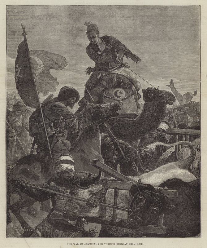 De oorlog in Armenië, de Turkse terugtocht uit Kars door Richard Caton Woodville junior