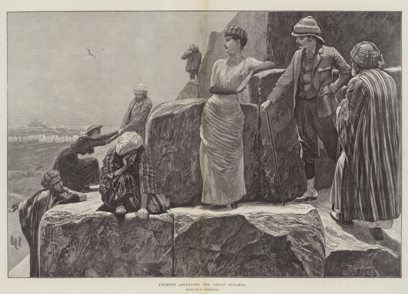 Toeristen beklimmen de Grote Piramide door Richard Caton Woodville junior