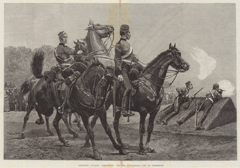 Yeomanry Cavalerie Competitie voor de Loyd-Lindsay Cup in Wimbledon door Richard Caton Woodville junior