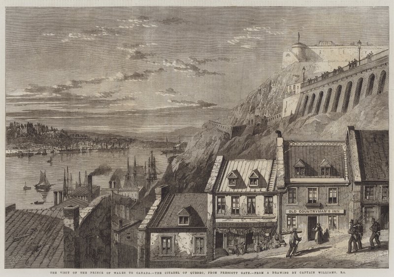 Het bezoek van de Prins van Wales aan Canada, de Citadel van Quebec, vanaf Prescott Gate door Richard Principal Leitch