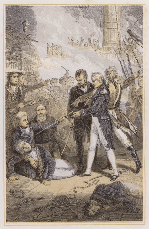 Nelson ontvangt het zwaard van de Spaanse admiraal door Richard (after) Westall