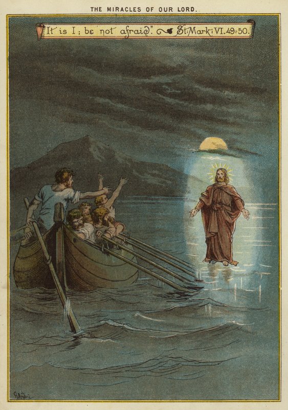 De Wonderen van Christus: Jezus loopt op water door Richard Andre