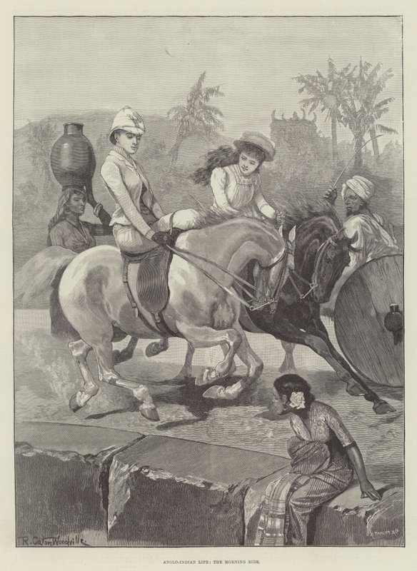 Anglo-Indisch leven, de ochtendrit door Richard Caton Woodville junior