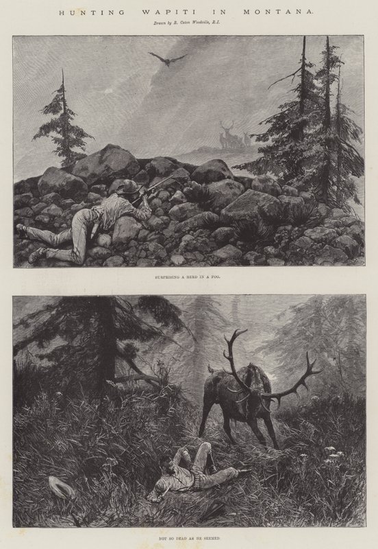 Jagen op Wapiti in Montana door Richard Caton Woodville junior