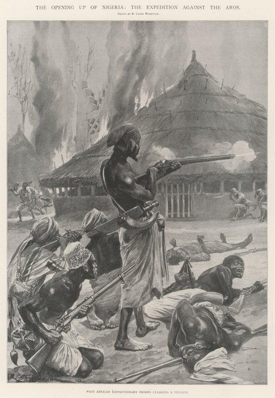 De Opening van Nigeria, de Expeditie tegen de Aros door Richard Caton Woodville junior