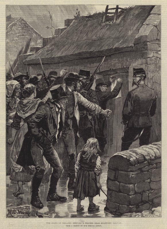De staat van Ierland, een proces bij Headford, Galway door Richard Caton Woodville junior
