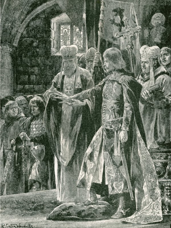 De investituur van Willem II met de ring, zondag 26 september 1087 door Richard Caton Woodville junior