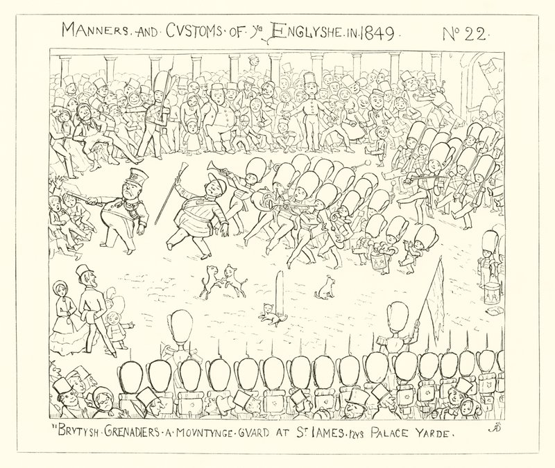Britse grenadiers die de wacht houden bij St James
