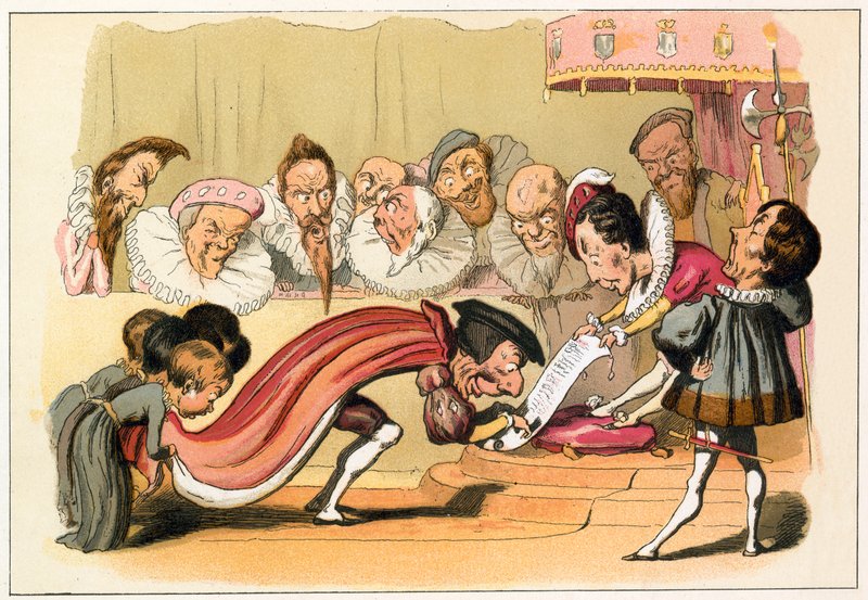 Koning Edward VI verleent een charter door Richard Doyle