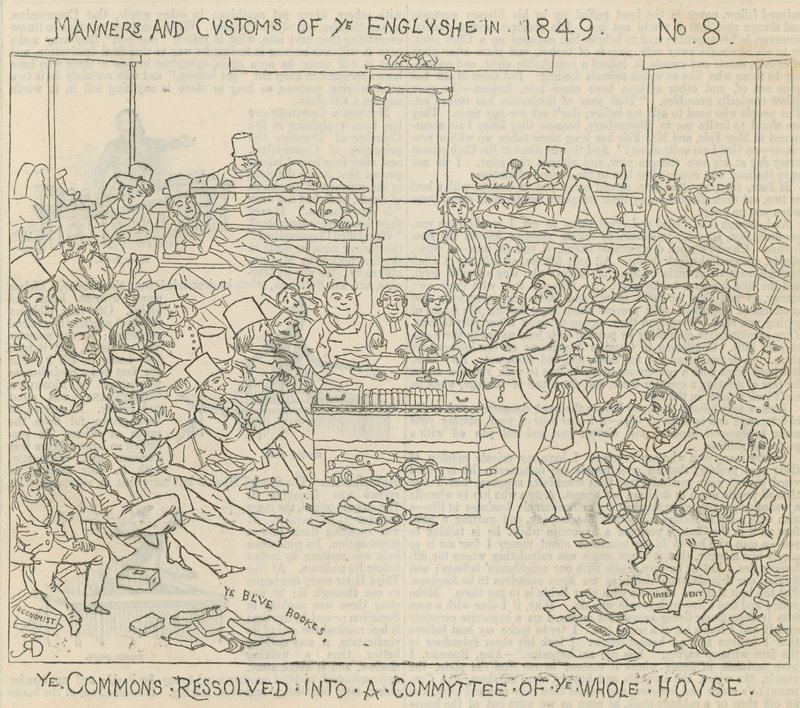 Manieren en gewoonten van de Engelsen in 1849: De Commons besloten tot een commissie van het hele huis door Richard Doyle