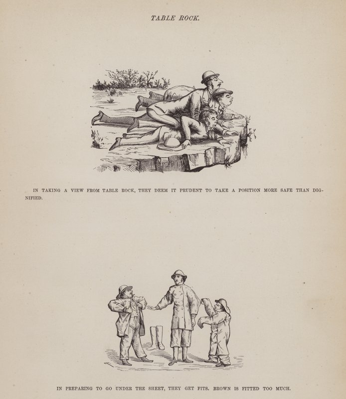 Pagina uit The American Tour of Messrs Brown, Jones and Robinson (gravure) door Richard Doyle