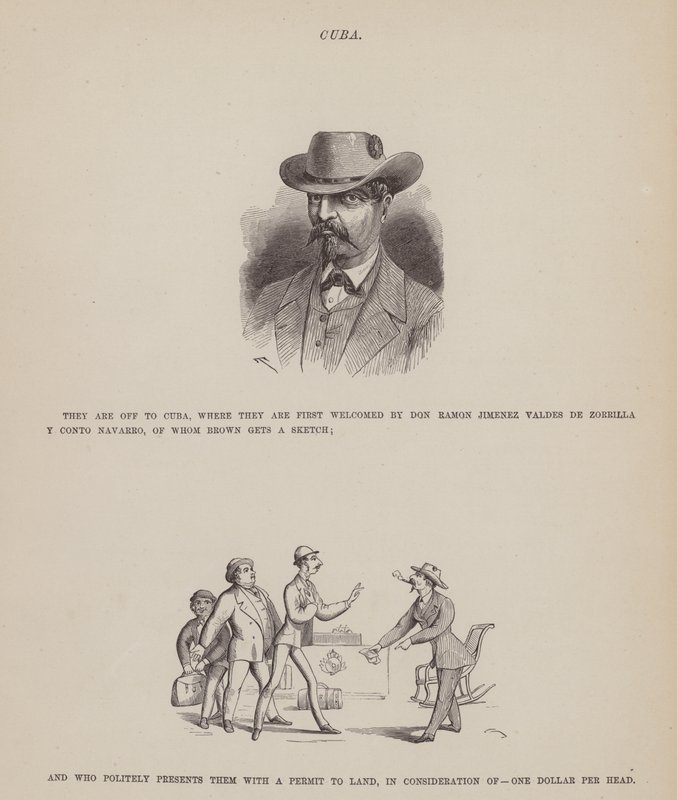 Pagina uit De Amerikaanse Tour van de heren Brown, Jones en Robinson (gravure) door Richard Doyle