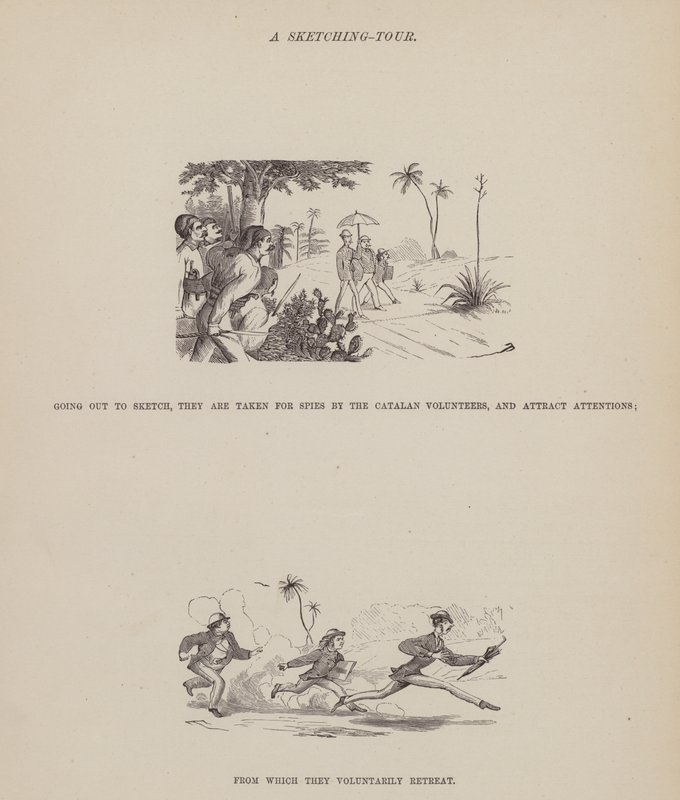Pagina uit De Amerikaanse Tour van de heren Brown, Jones en Robinson (gravure) door Richard Doyle