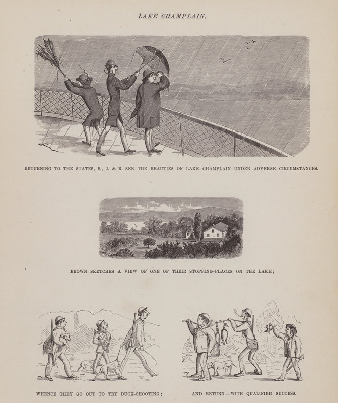 Pagina uit De Amerikaanse Tour van de heren Brown, Jones en Robinson door Richard Doyle