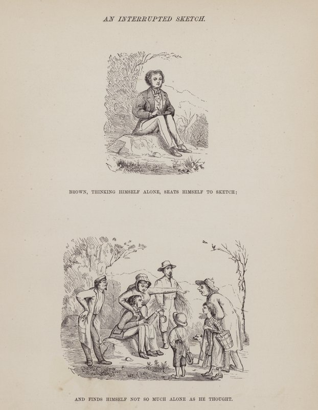 Pagina uit De Amerikaanse tour van de heren Brown, Jones en Robinson (gravure) door Richard Doyle