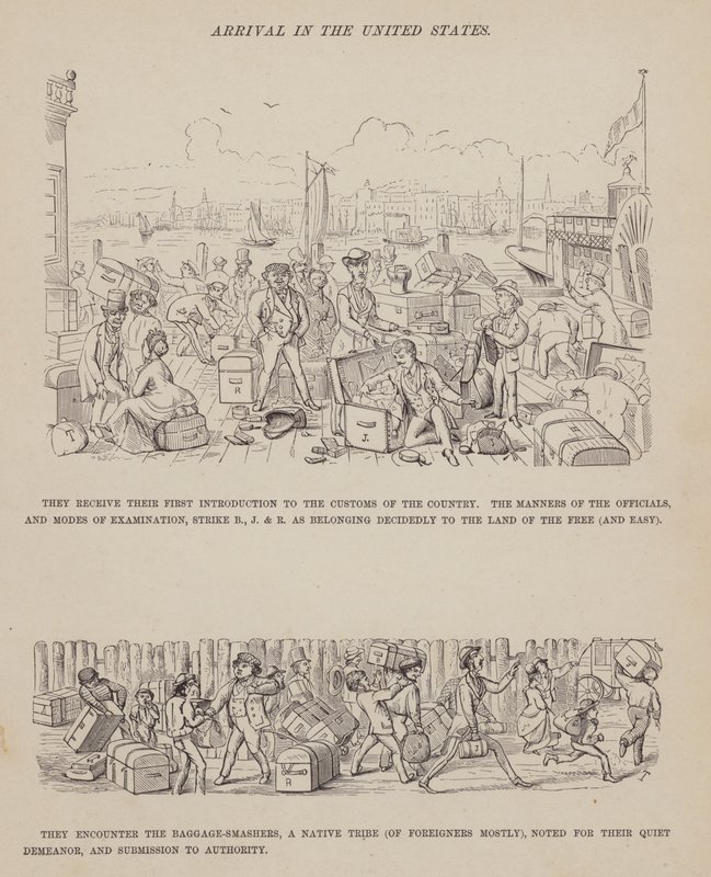 Pagina uit De Amerikaanse tour van de heren Brown, Jones en Robinson (gravure) door Richard Doyle