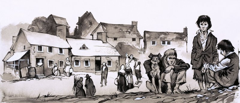 Een man achtervolgd door armoede: Richard Cobden (gouache op papier) door Richard Hook