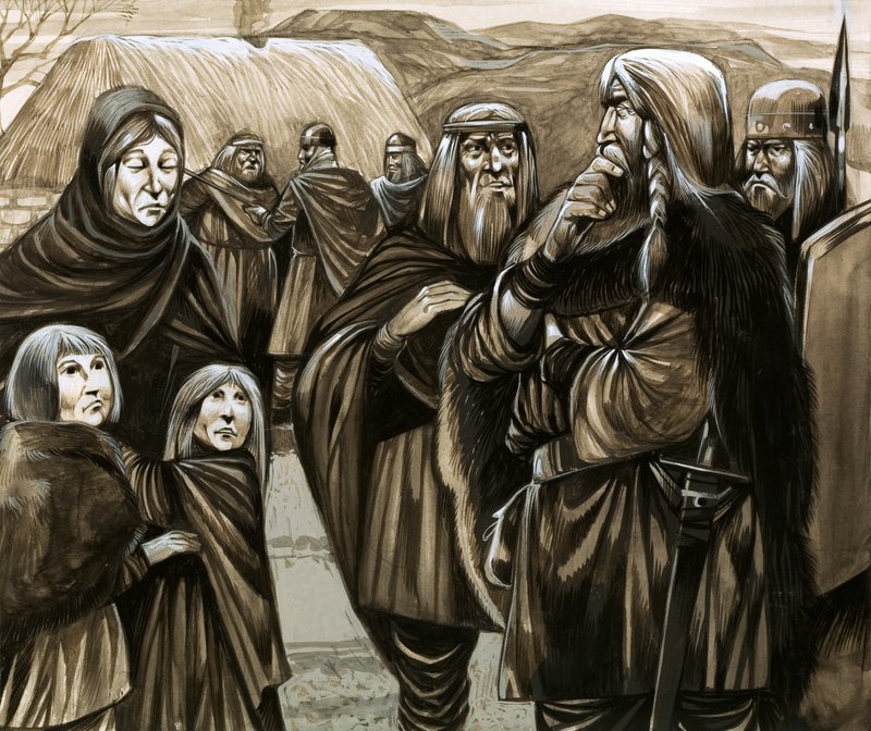 Kinderen van arme Angelsaksische families verkocht als slaven (gouache op papier) door Richard Hook