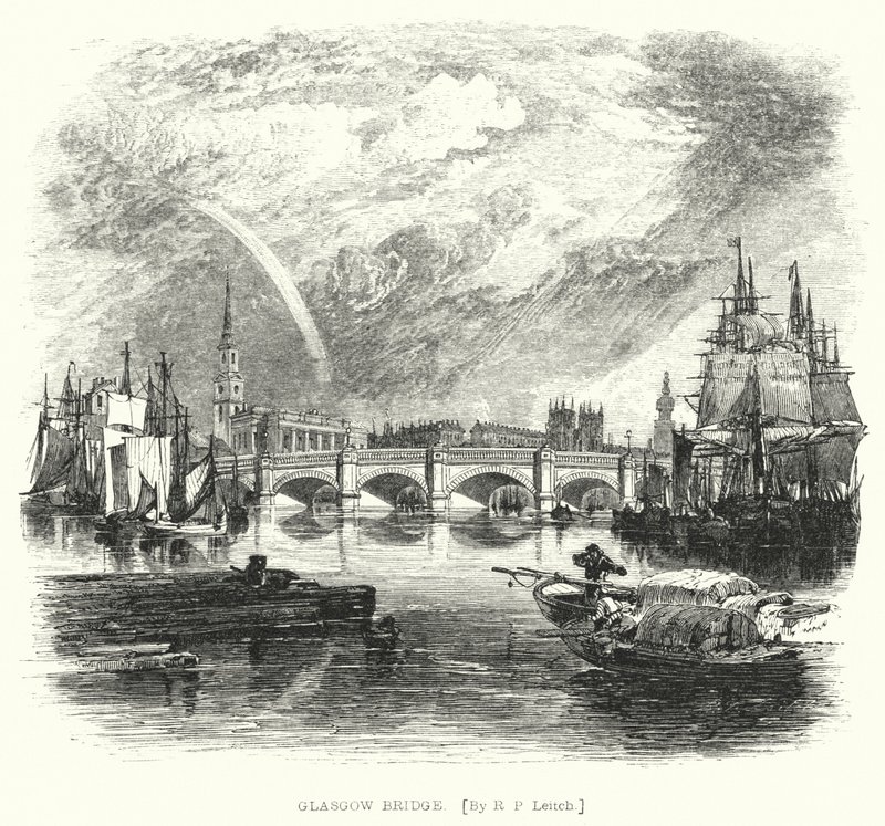 Glasgow Brug (gravure) door Richard Principal (after) Leitch