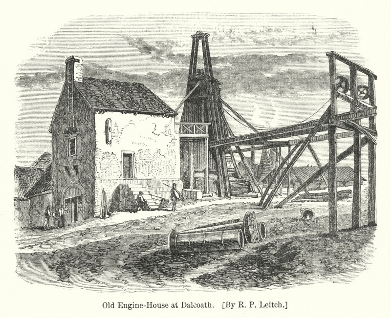 Oude Brandweerkazerne in Dalcoath (gravure) door Richard Principal (after) Leitch