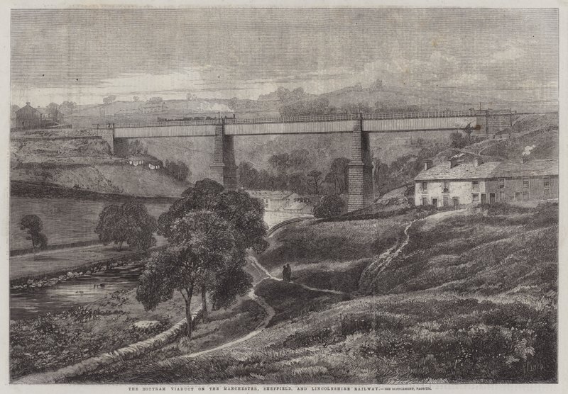 Het Mottram Viaduct op de Manchester, Sheffield en Lincolnshire Spoorweg door Richard Principal Leitch